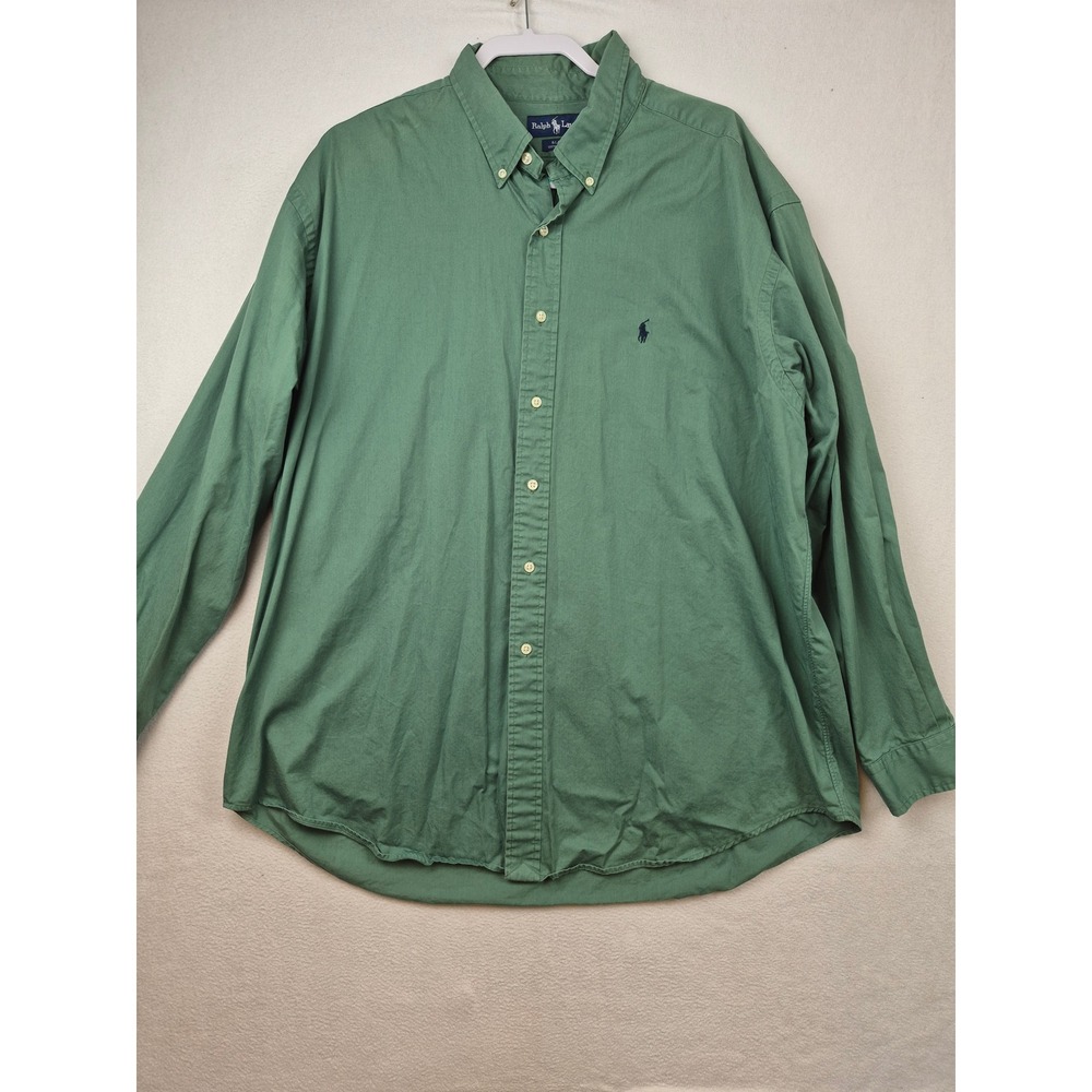 Vintage Polo Ralph Lauren Blake Shirt Mens Size XXL Green Button Up Cotton Twill